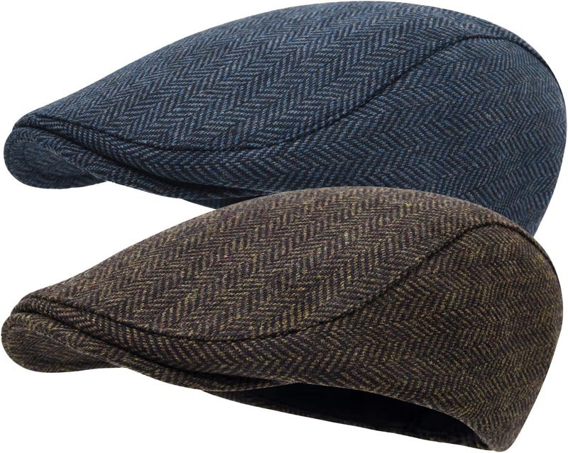 STARANCE 2 Pack Newsboy Hats for Men Wool Blend Ivy Driving Flat Cap - Image 1